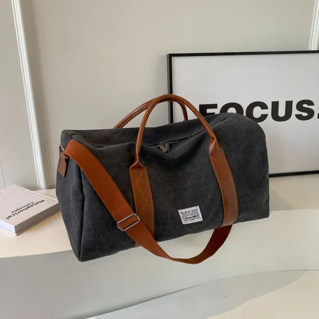 Short Distance Folding One shoulder Canvas Portable Crossbody Travel Big Bag Tan - Shop at LoveMi