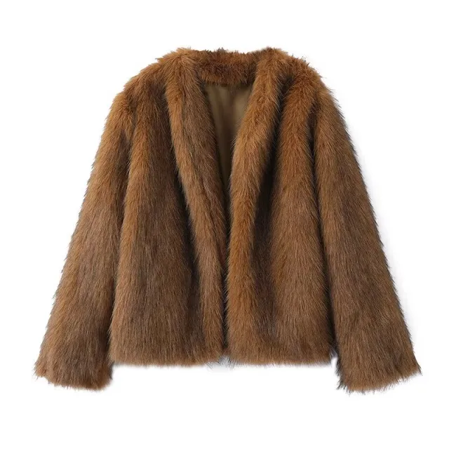 Elegant Polyester Fur Overcoat Coat - Shop at LoveMi