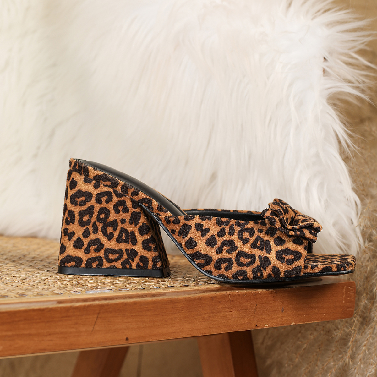 Faux Suede Square-Toe Heels, picture 2 of 4