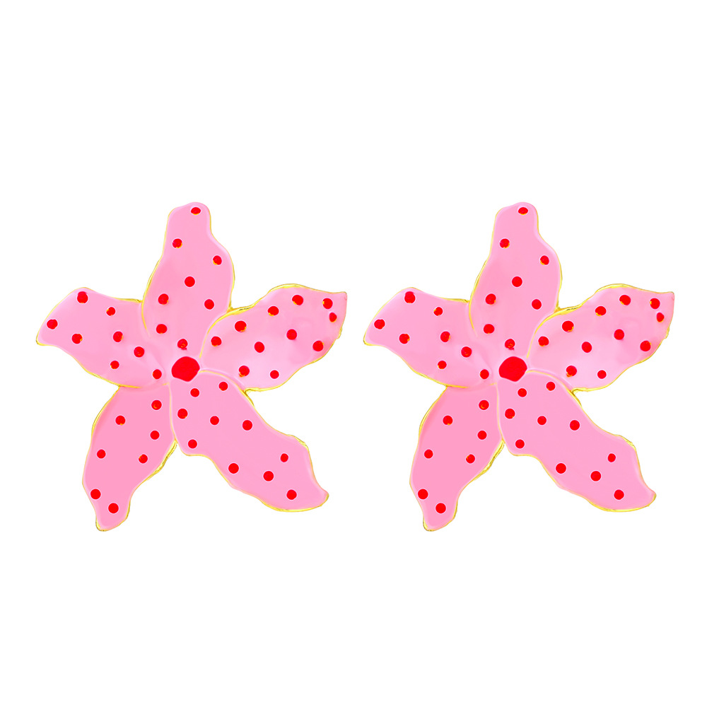 Women's Europe And American Dotted Oil Spot Glaze Flower Earrings