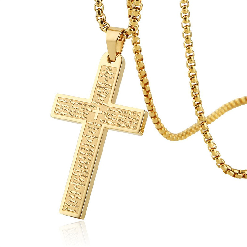 Stainless Steel Cross Shelf Necklace Hip Hop Match Pendant