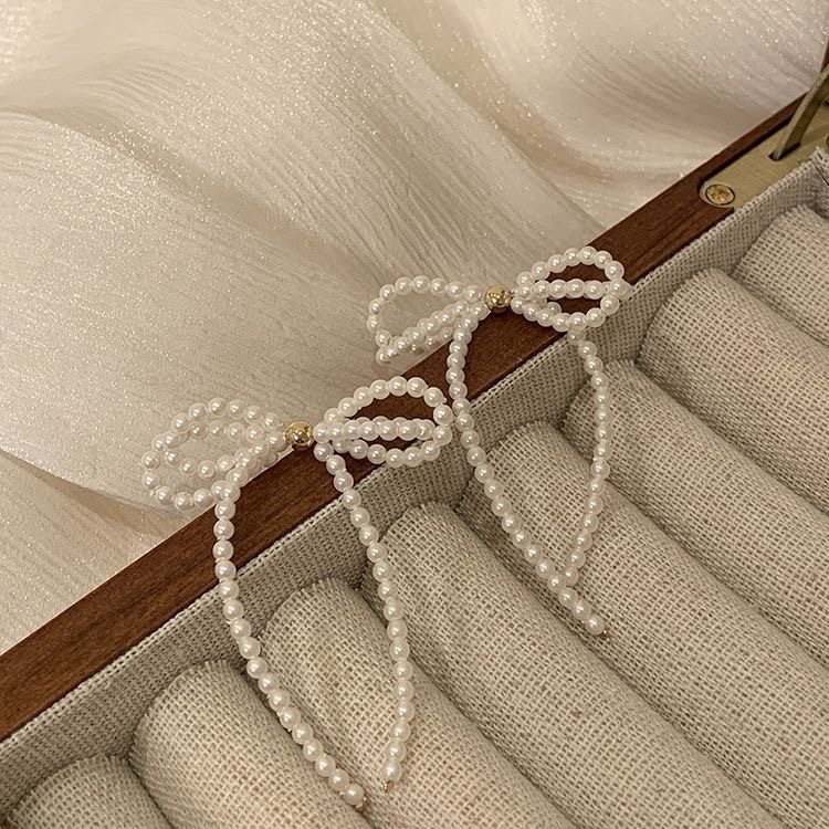 Tassel Stud Earrings Pearl Bow Earrings For Women