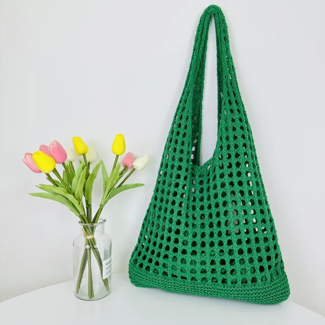 Tote Beach Knitted Hollow Bag Green - Shop at LoveMi