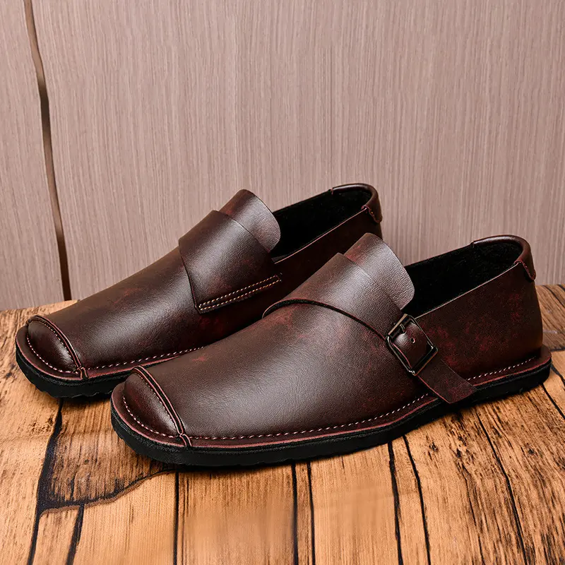 Mens Stylish Casual Vintage Leather Slip-on Shoes