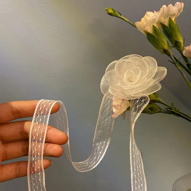Korean Style White Lace Three-dimensional Camellia Flower Hair Band Temperament Necklace Bracelet Retro - Lace Rose