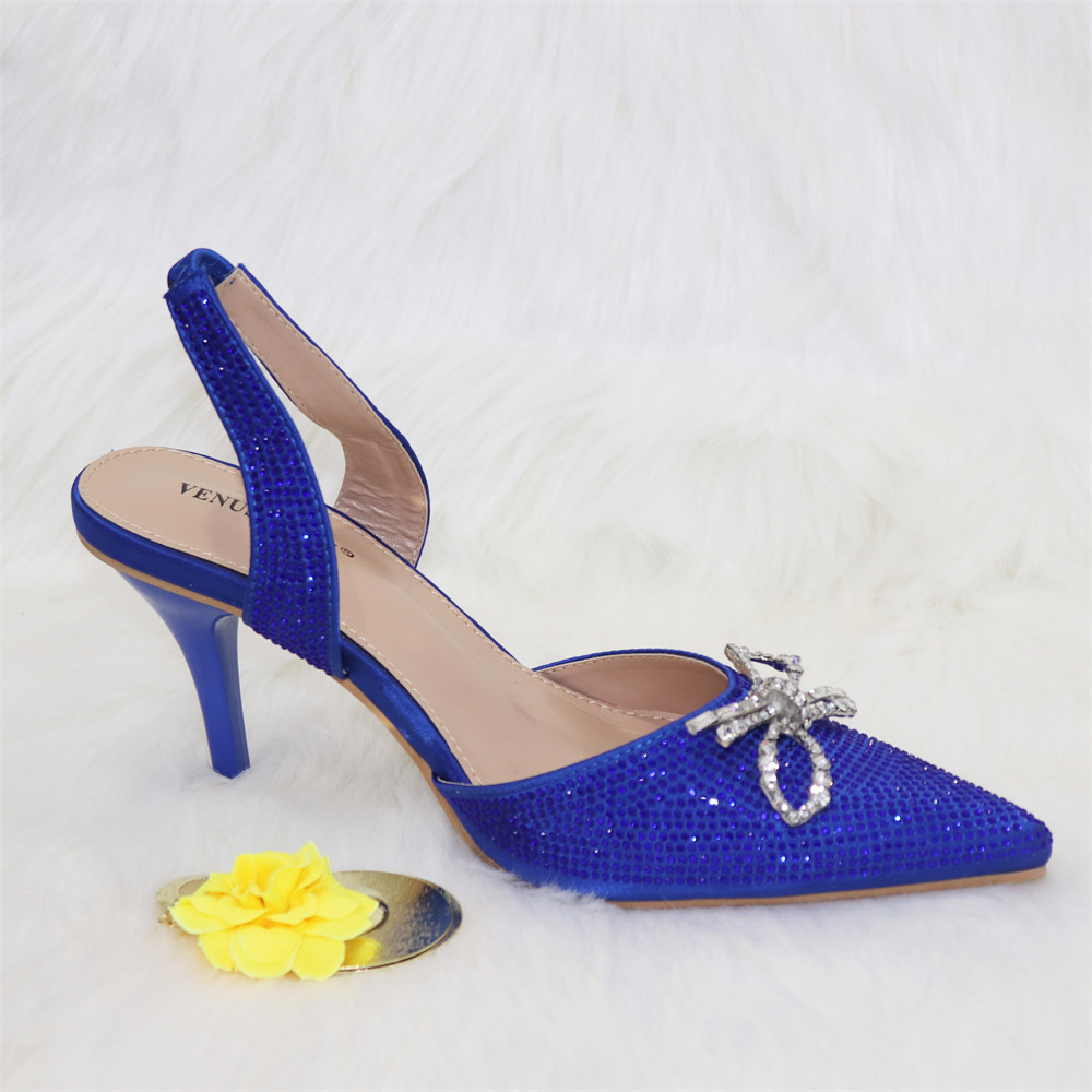 Ladies Bow Silver Buckle Design Pointed High Heels And Bags - Image 18