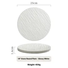 Porcelain Dinner Plate Household Hotel Steak Plate - 10Inches Bright White - View 1