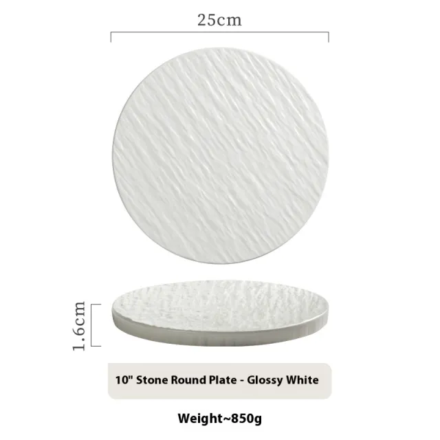 Porcelain Dinner Plate Household Hotel Steak Plate 10Inches Bright White - Shop at LoveMi