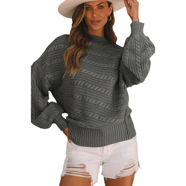 Women's Twist Knitted Pullover European And American Leisure All matching Lc2723522 Gray - Shop at LoveMi