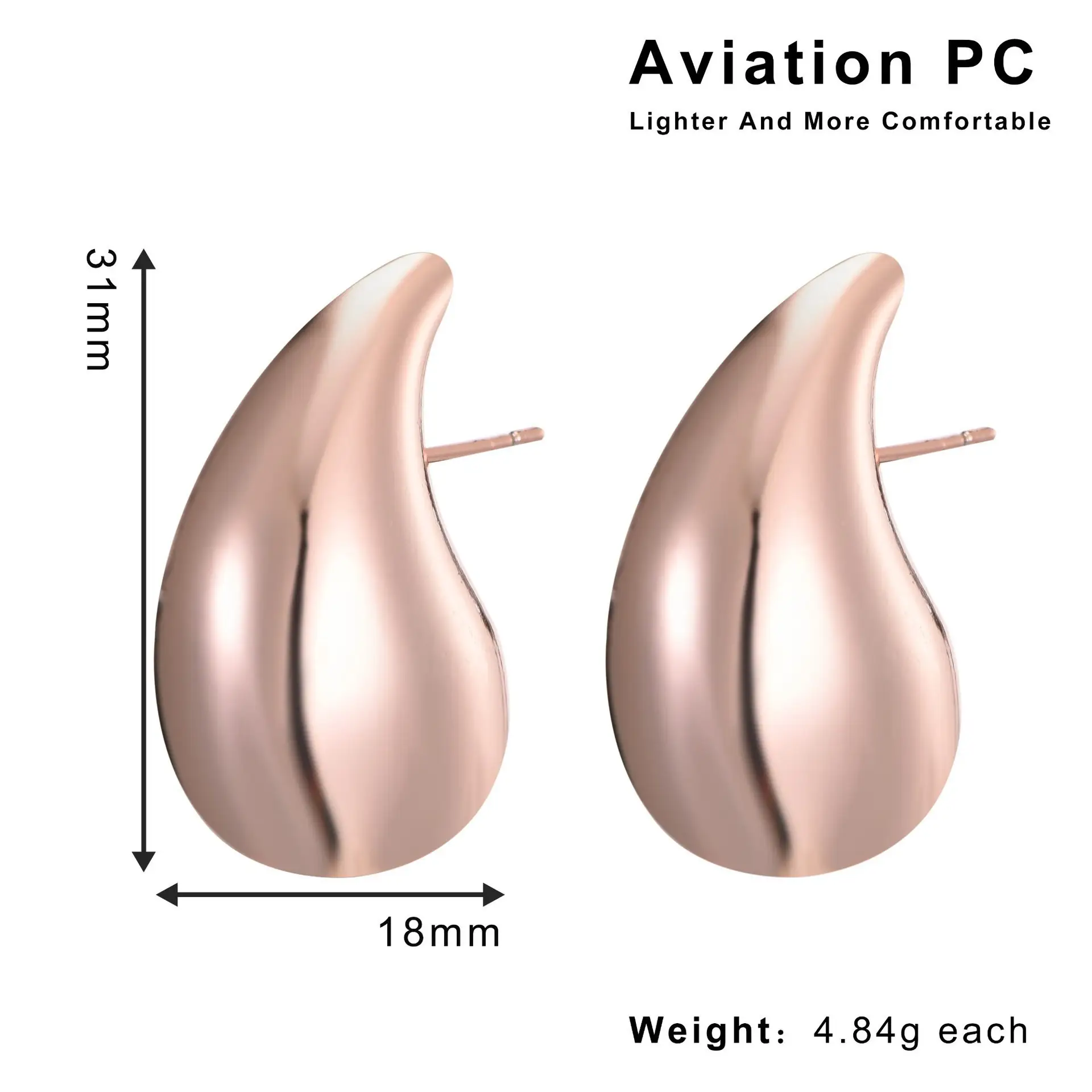 Rose Gold Feeling Water Drop Earrings European And American Internet Hot Popular Earrings