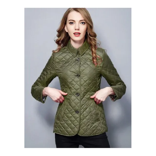Fashionable Temperament Lapel Single Breasted Slim Fit Warm Cotton padded Jacket Green - Shop at LoveMi