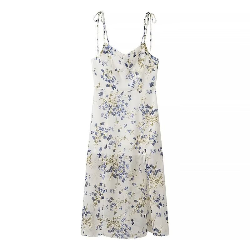 Women's Elegant Fashion Retro High waist Floral Dress White - Shop at LoveMi