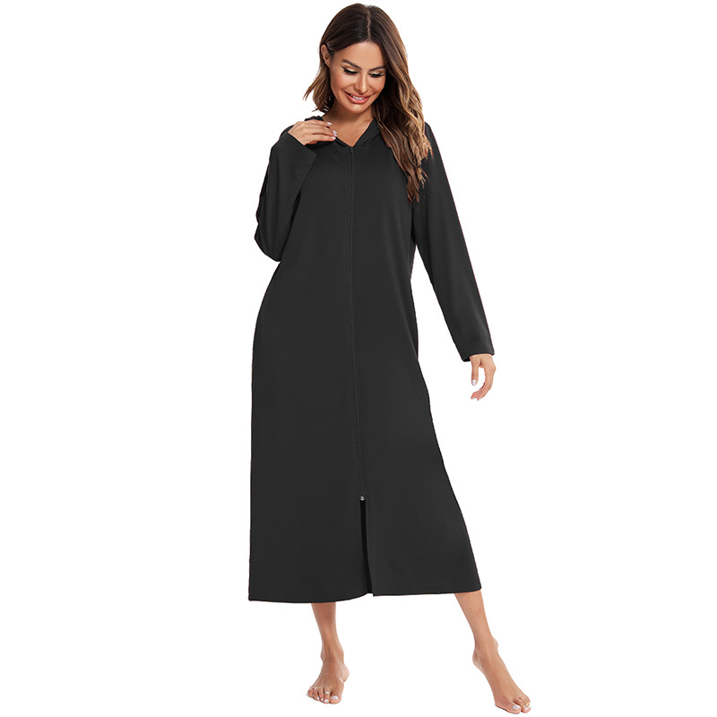New Autumn And Winter Pajamas Women's Home Nightdress Black - Shop at LoveMi