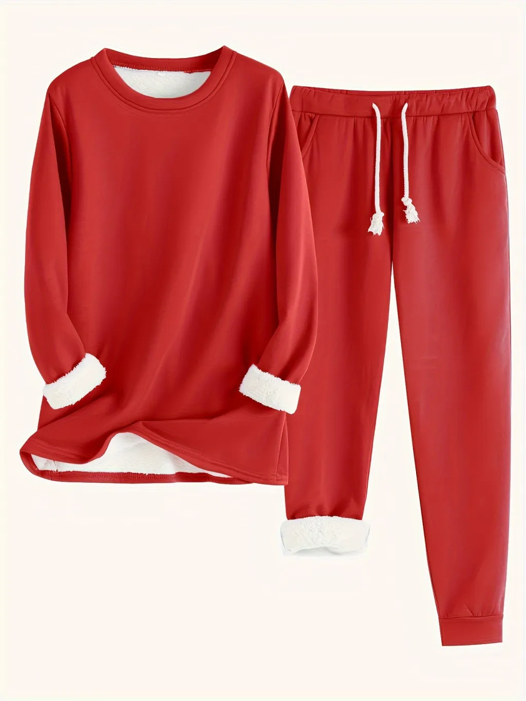 Autumn And Winter New Fleece-lined Thickened Plus Size Suit - Bright Red