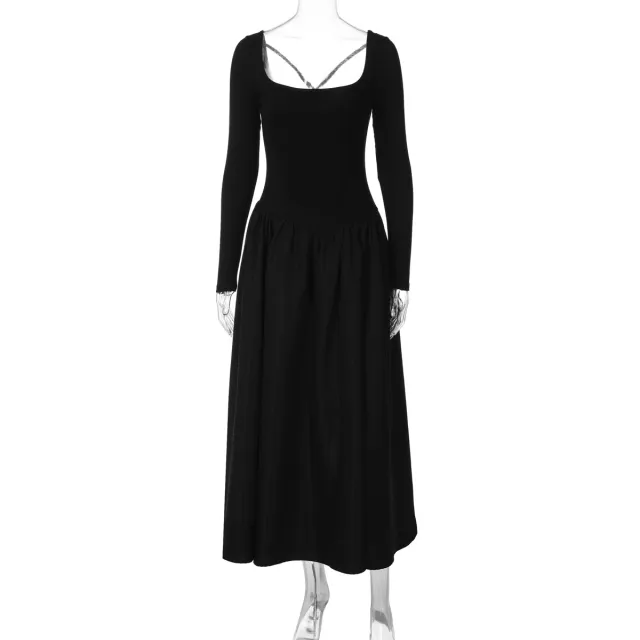 Backless Cross strap Slim fit Long Dress For Women Black - Shop at LoveMi