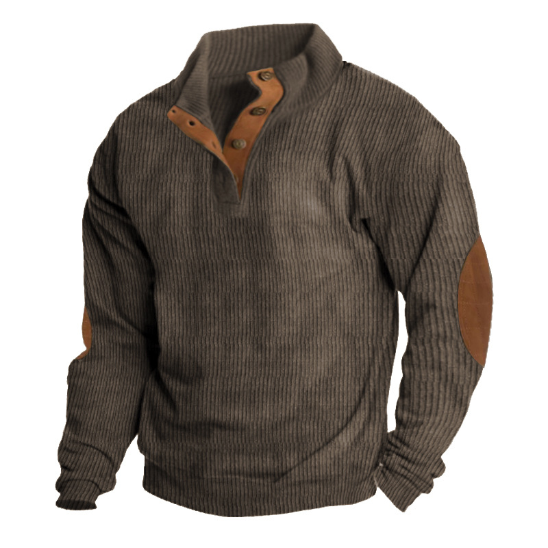 Spring And Autumn European Size Men's Outdoor Casual Stand Collar Long-sleeved Sweater