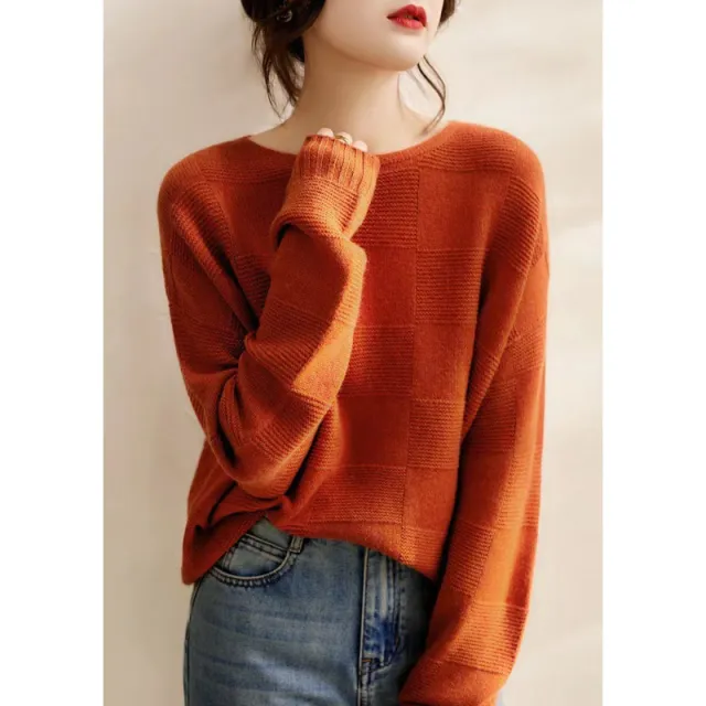 Seamless Wool Cashmere Soft Glutinous Warm Loose Pullover Knitting Orange - Shop at LoveMi