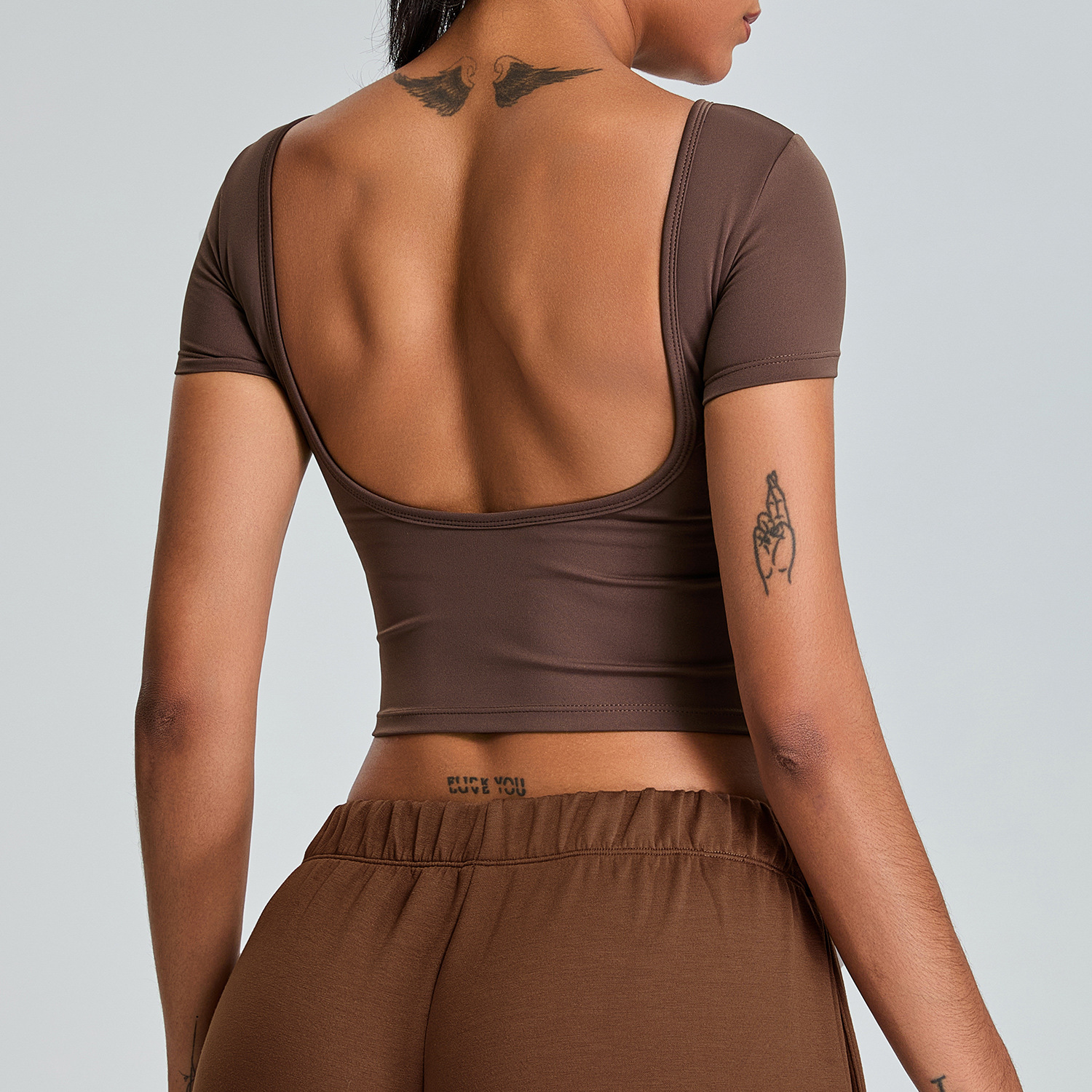 Sexy Beauty Back Yoga Clothes Short Sleeve Tight Quick-drying Exercise T-shirt