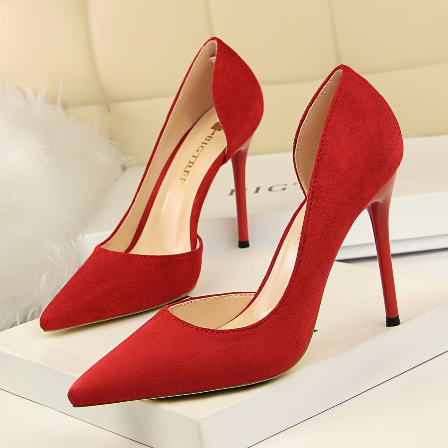 European And American Style Simple Suede Pointed High Heels