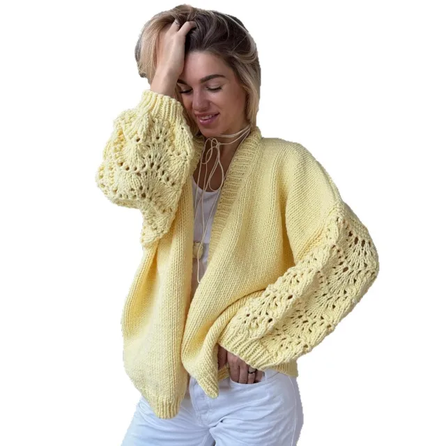 Women's Autumnwinter Fashion Elegant Cardigan Sweater Yellow - Shop at LoveMi
