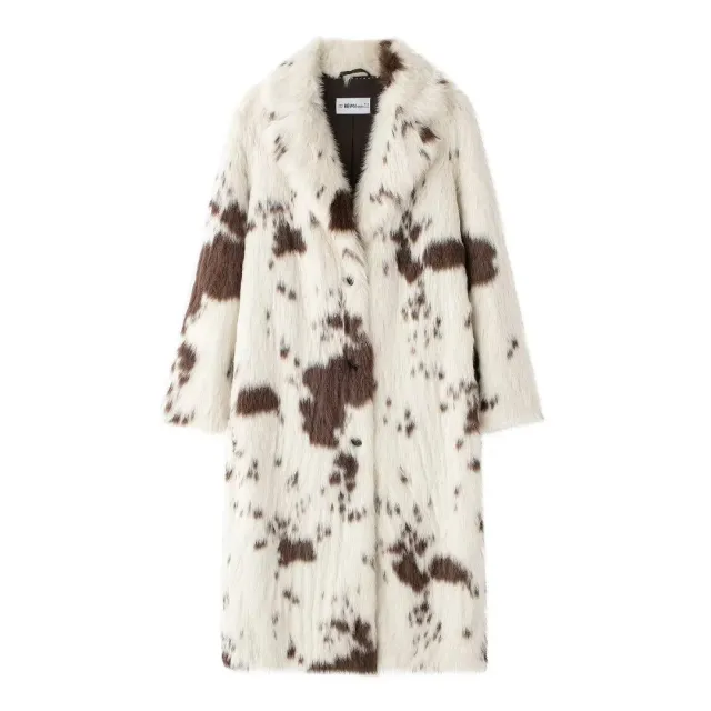 Women's Animal Pattern Imitation Fur Coat White - Shop at LoveMi