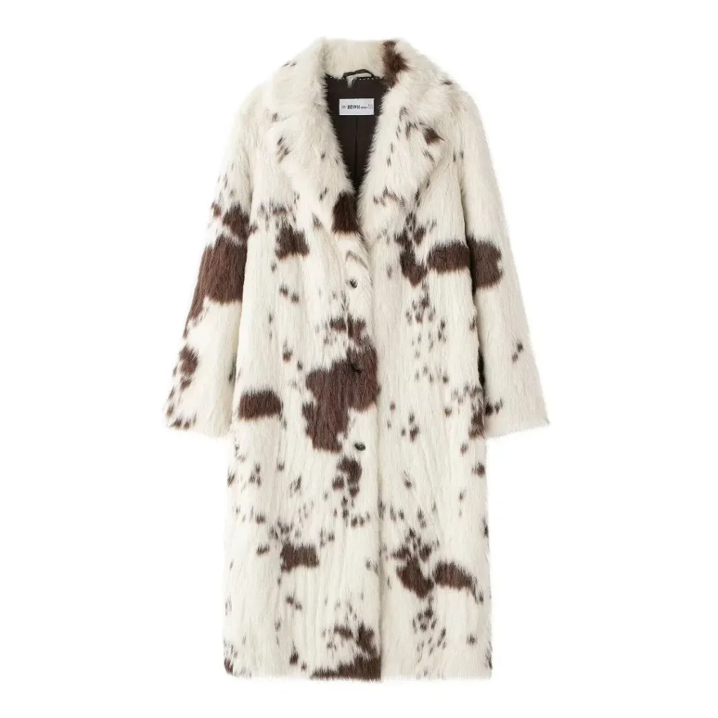 Women's Animal Pattern Imitation Fur Coat - White