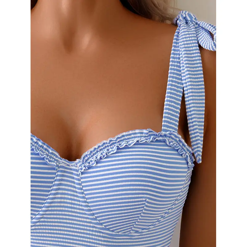 Solid-color Lace-up One-piece Womens Bikini That Flatters The Figure And Sculpts The Body