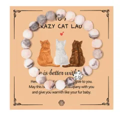 Fashion Jewellery Natural Stone Cat Bracelet Black Magnet Tiger Spot Bracelet - Pink Zebra - View 1