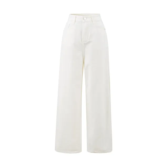 High Waist Wide Leg Leisure Straight Mopping Pants White - Shop at LoveMi