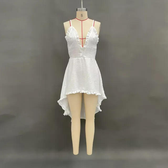 Women's Off Shoulder Beach Irregular Dress White - Shop at LoveMi