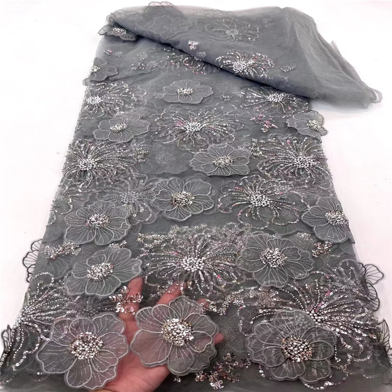 Three-dimensional Embroidered Mesh Fabric Sequin Bead Tube Embroidery - Image 20