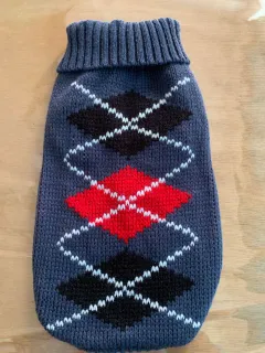 Warm Dog Sweater Autumn And Winter Pet Clothes - Blue Diamond Shape - View 1