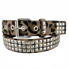Punk Women's Metal Decorative Rivets Fashion All-match Hip Hop Belt - Brown Leopard Print - View 1