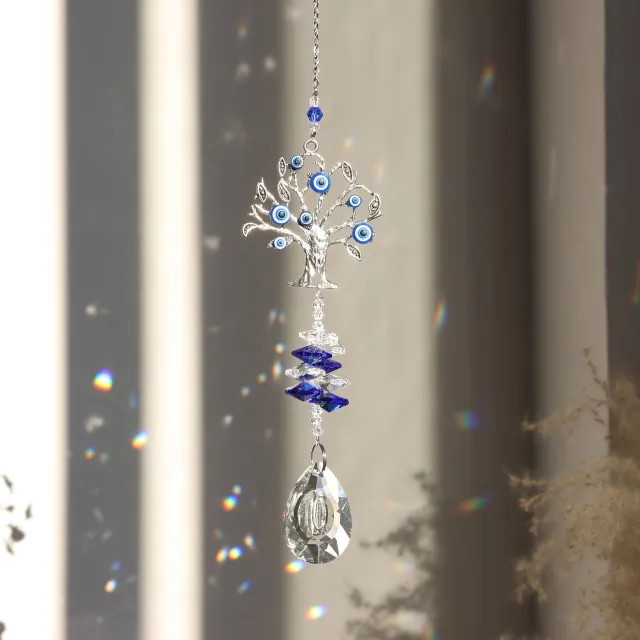Devil's Eye Sunshine Catcher Lucky Tree Crystal Ornaments Outdoor Garden Home Window Hanging Decorations Lucky Tree - Shop at LoveMi