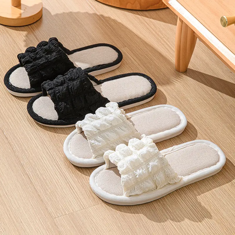 Summer Indoor Non-slip Puffy Cotton Slippers
