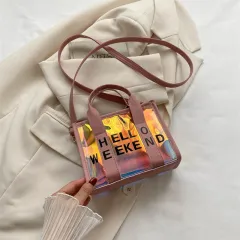 Letter Printing Large Capacity Fashion Laser Small Women's Handbag - Pink - View 1