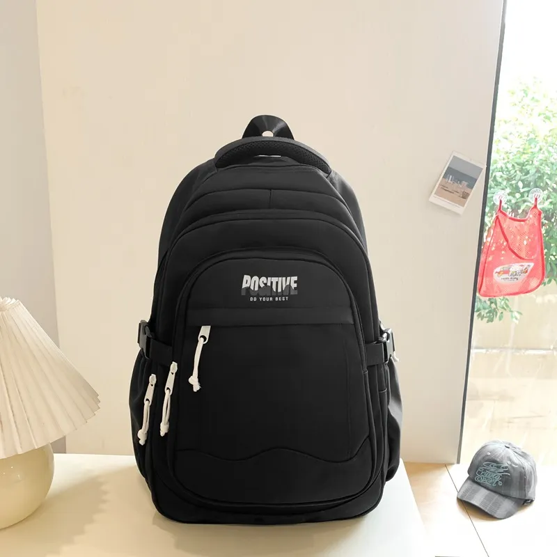 High School Simple Travel Backpack - Black
