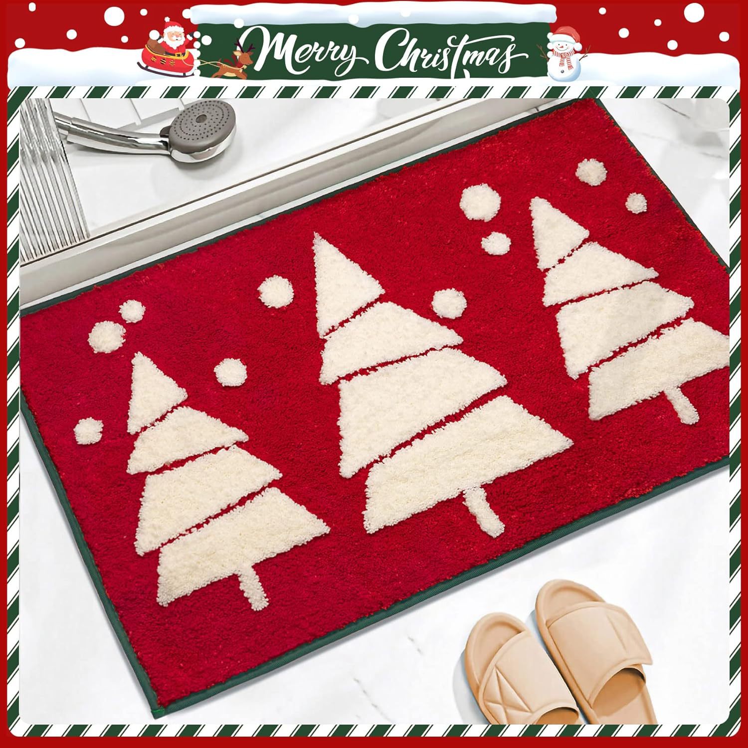 Title 8, Christmas Cashmere Carpet Bathroom Absorbent No...