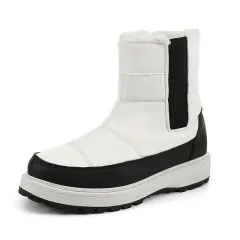 Snow Boots Women's Short Warm Velvet Padded Thickened - White - View 1
