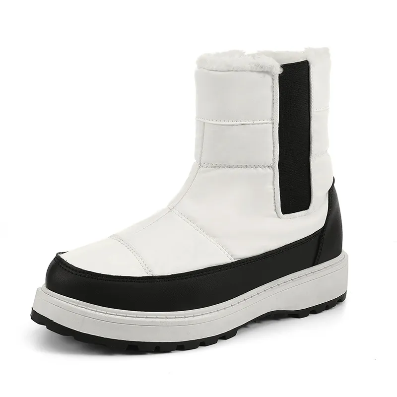 Snow Boots Women's Short Warm Velvet Padded Thickened - White