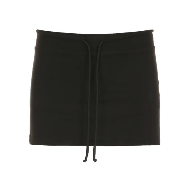 Simple Drawstring Split Solid Color Low Waist Anti exposure Slimming Sheath Pantskirt Black - Shop at LoveMi