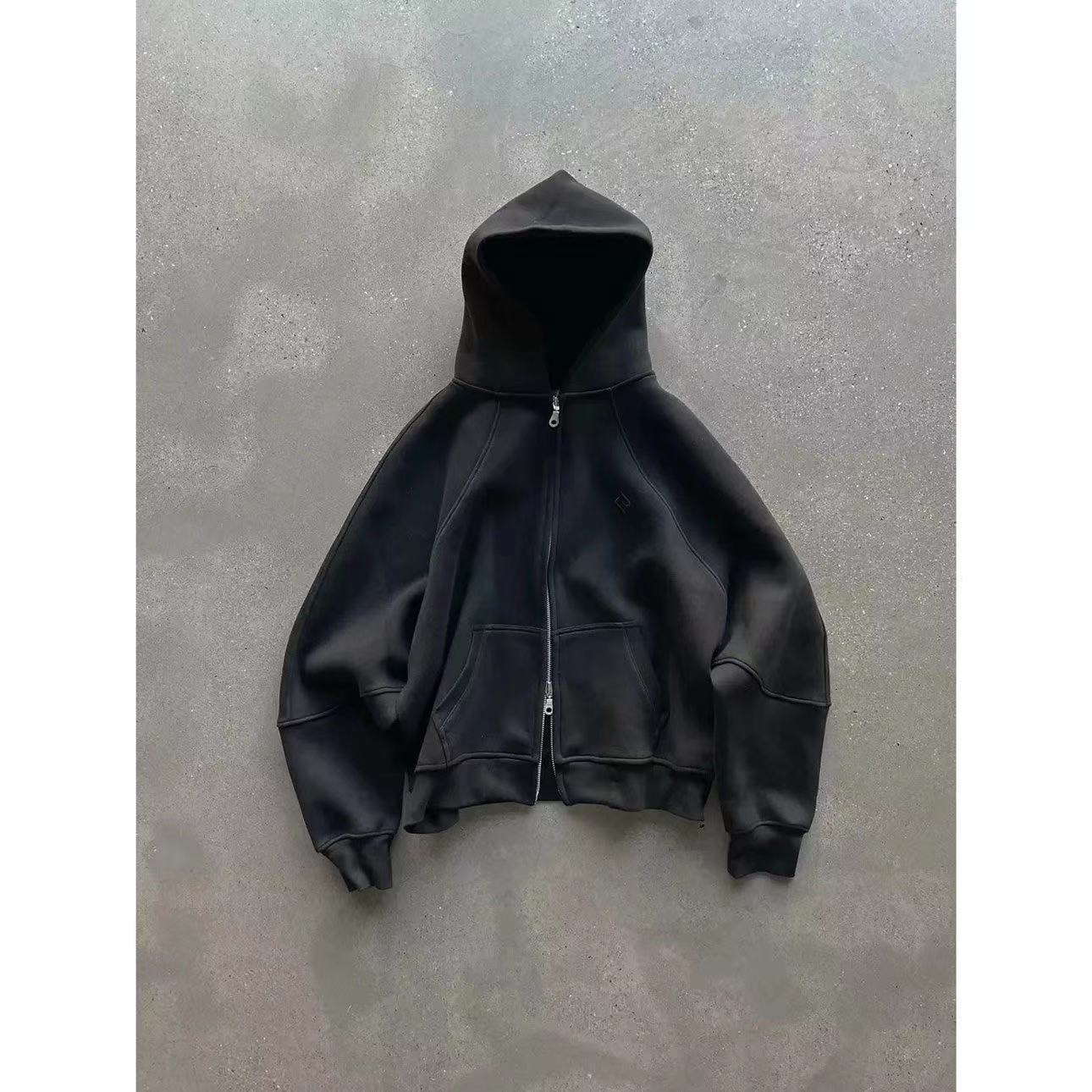 Title 9, Loose Basic Solid Color Hoodie Coat