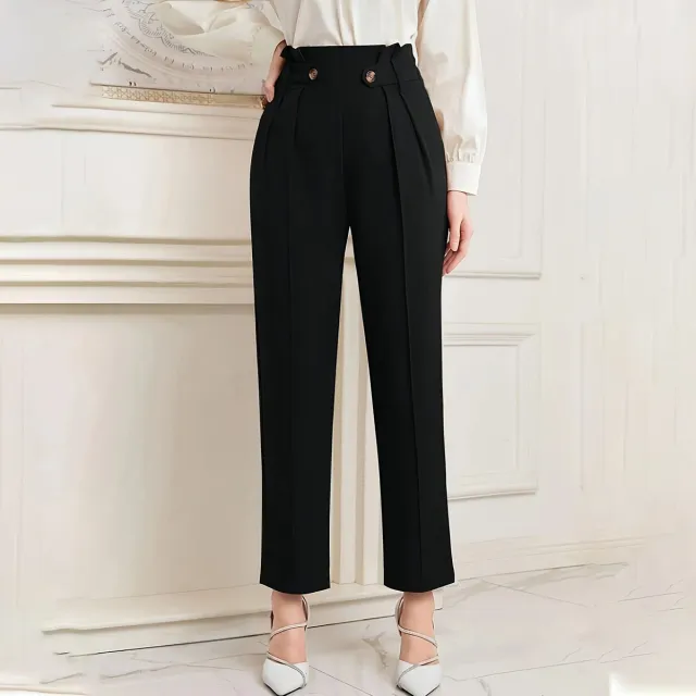Women's Straight Ankle length Suit Pants Black - Shop at LoveMi