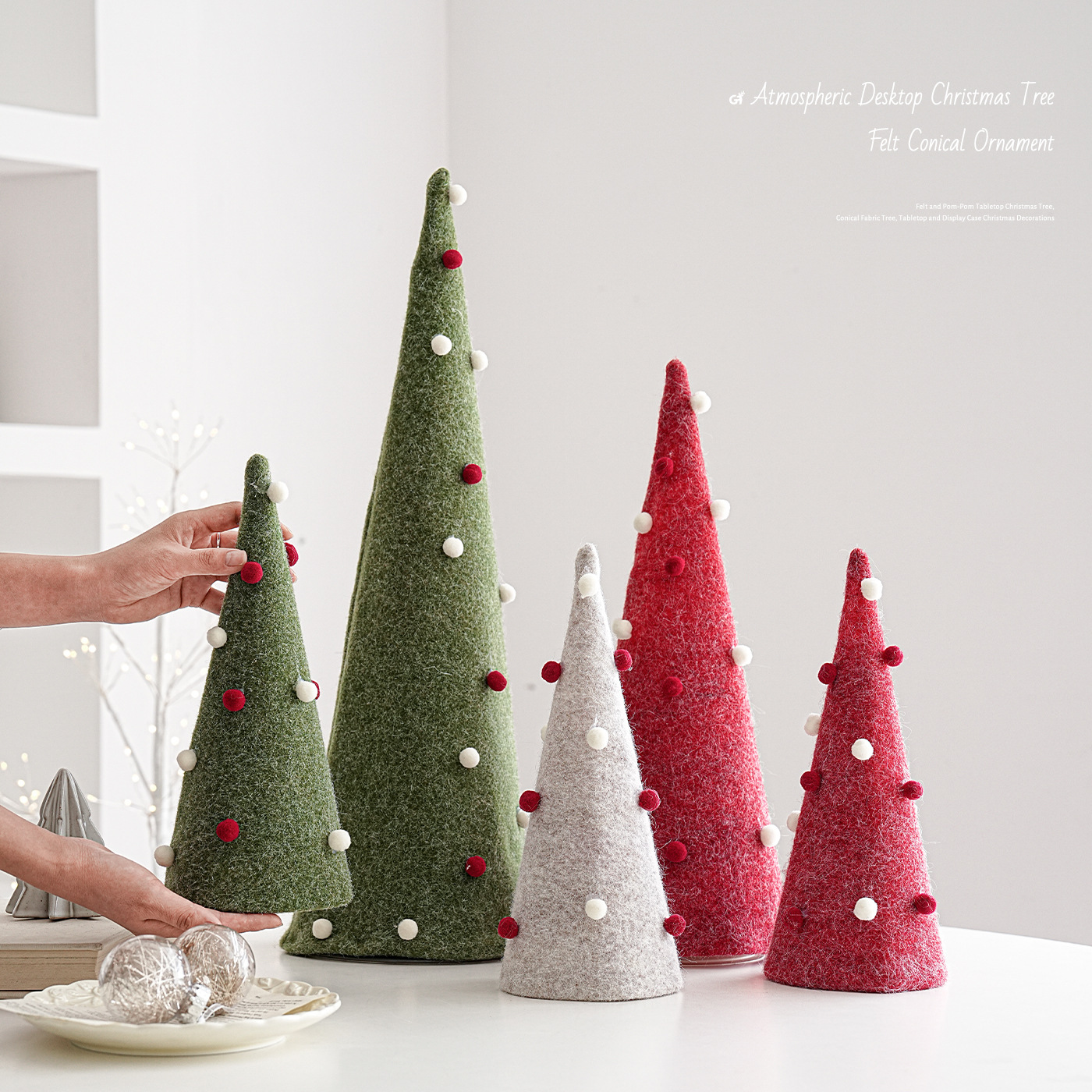 Christmas Felt And Plastic Pom-Pom Christmas Tree Ornament