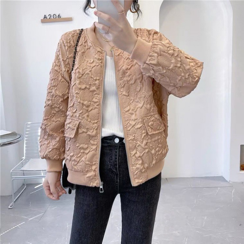 Women's Short Baseball Uniform Women's Jacket Casual Jacket Western Style Champagne 2Xl - Shop at LoveMi