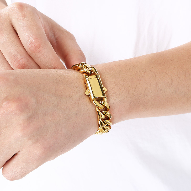 Fashionable And Minimalist Round-polished Cuban-link Bracelet For Men And Women
