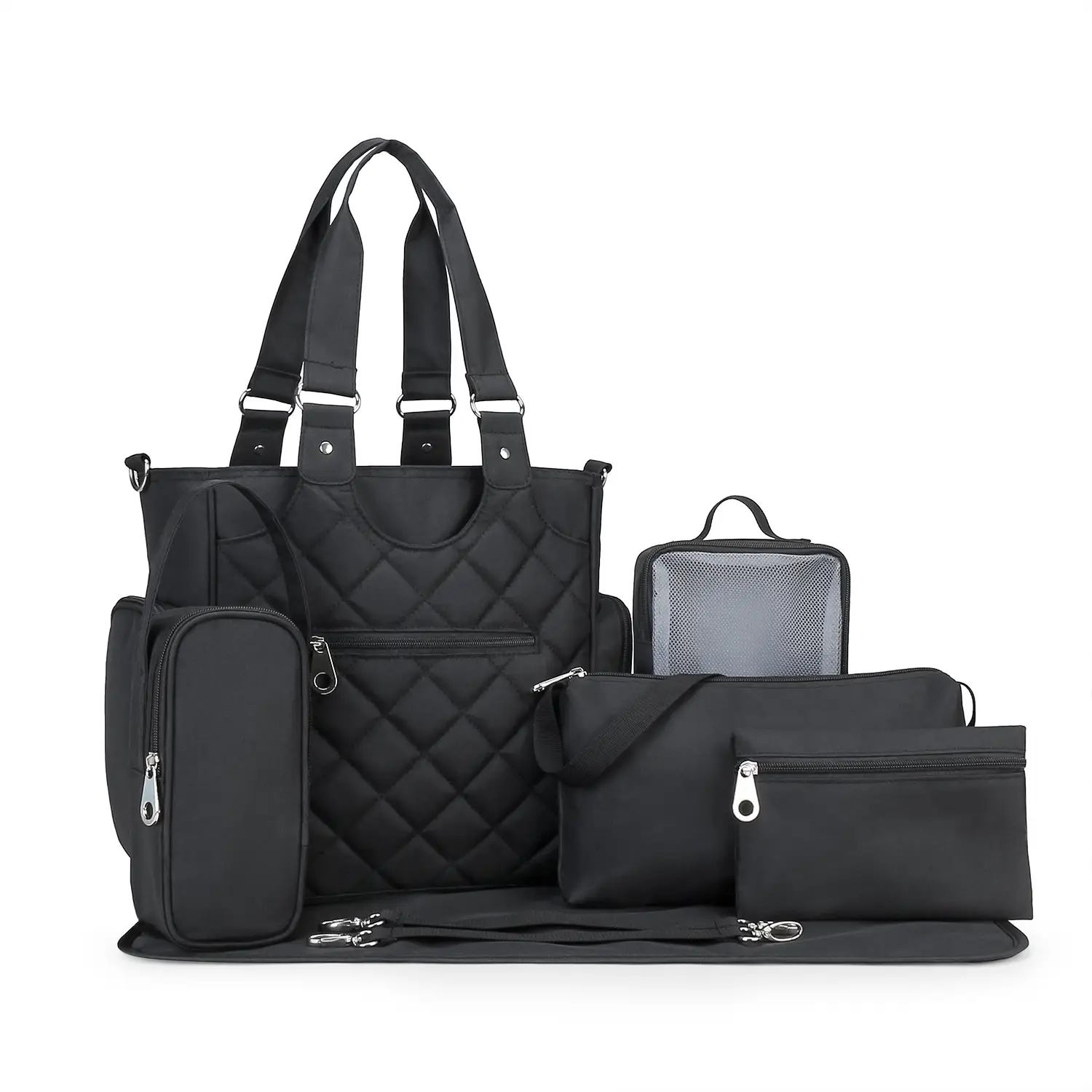 7-Piece Waterproof Mommy Bag Set With Shoulder Strap