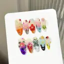 Island Elf Trendy Wearable Nails Featuring French-style 3D Floral And Insect Carvings view 6