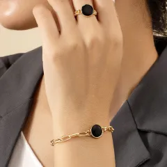 Rose Flower Dripping Oil Bracelet Ring Suit - Sj026 Round - View 1