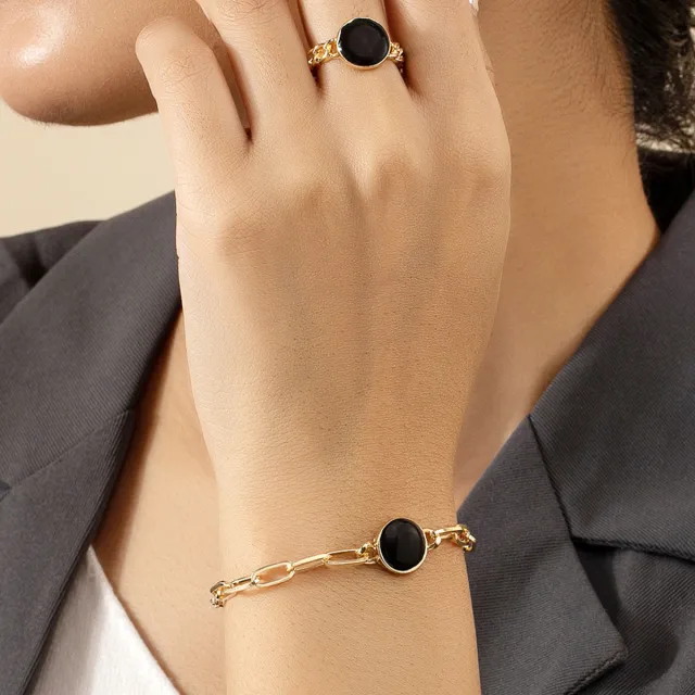 Rose Flower Dripping Oil Bracelet Ring Suit Sj026 Round - Shop at LoveMi
